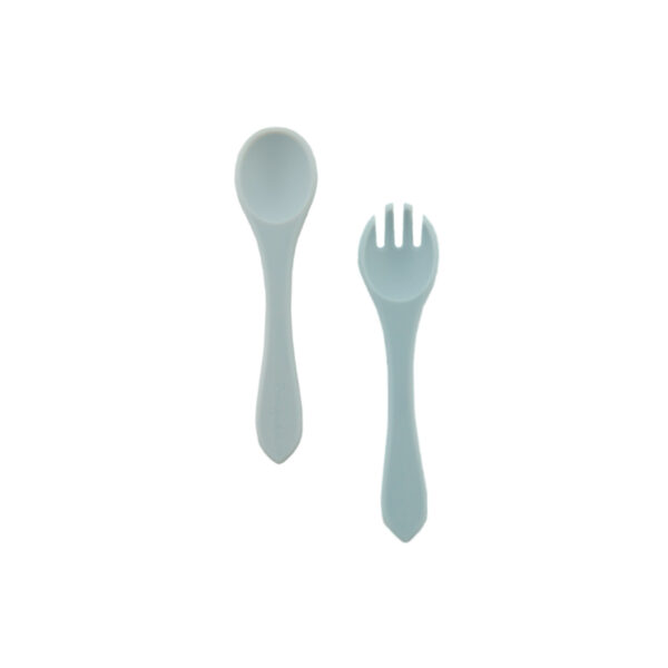 Zingies Finn SiliSF Spoon and Fork Set - Dusty Blue