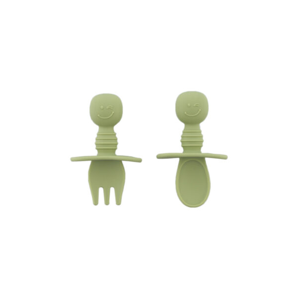 Zingies Duffy SiliSet Spoon and Fork Set - Olive