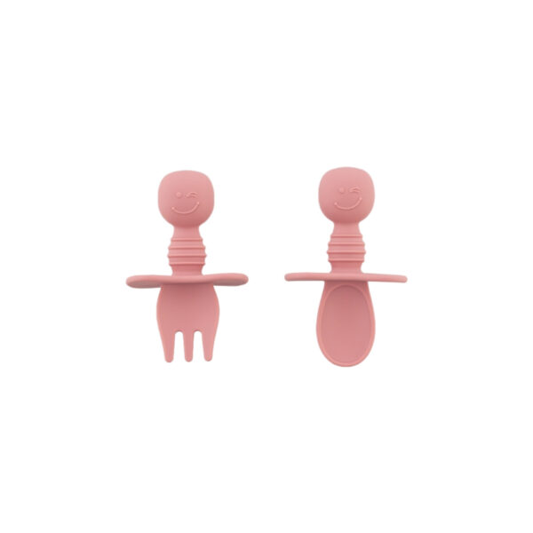 Zingies Duffy SiliSet Spoon and Fork Set - Dark Pink