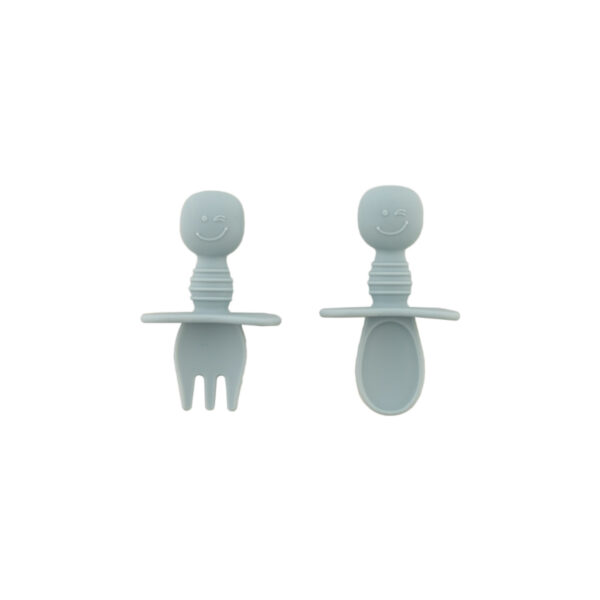 Zingies Duffy SiliSet Spoon and Fork Set - Dusty Blue