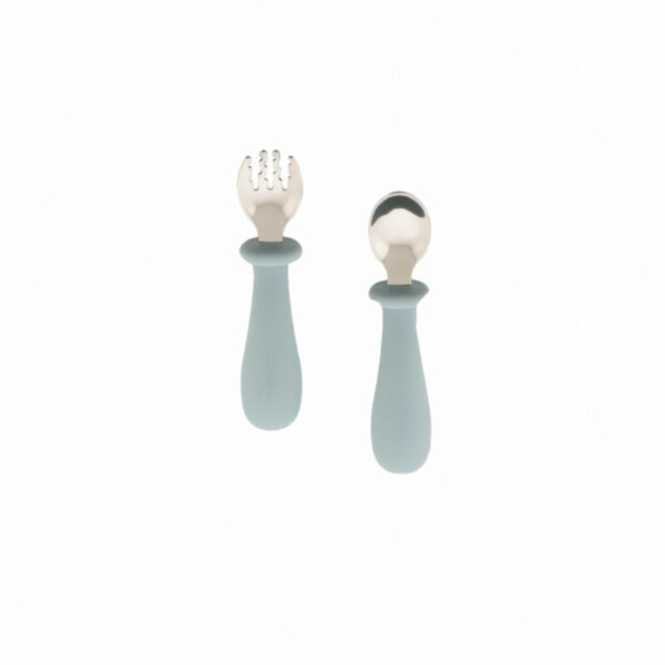 Zingies Jawa SiliSF Spoon and Fork Set - Dusty Blue