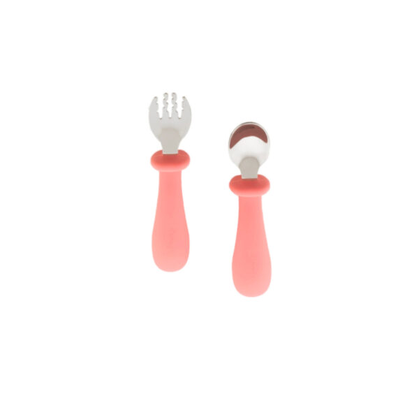 Zingies Jawa SiliSF Spoon and Fork Set - Dark Pink