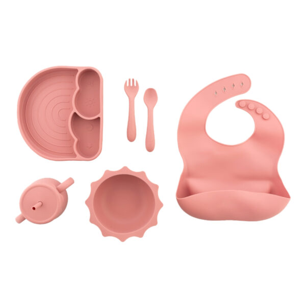 Zingies Felix Σετ Φαγητού Σιλικόνης 6 Τεμάχια - Dark Pink