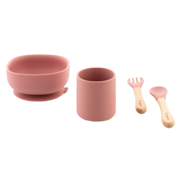 Zingies Matt Σετ Φαγητού Σιλικόνης 4 Τεμάχια - Dark Pink