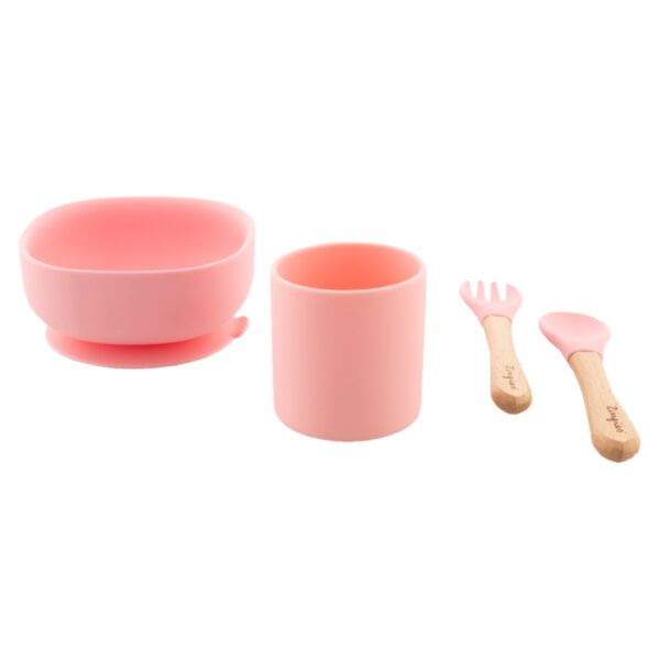 Zingies Matt Σετ Φαγητού Σιλικόνης 4 Τεμάχια - Pink