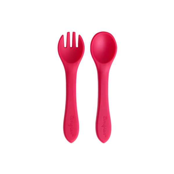 Zingies Han Silicone Spoon and Fork Set - Burgundy