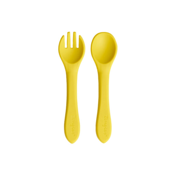 Zingies Han Silicone Spoon and Fork Set - Mango