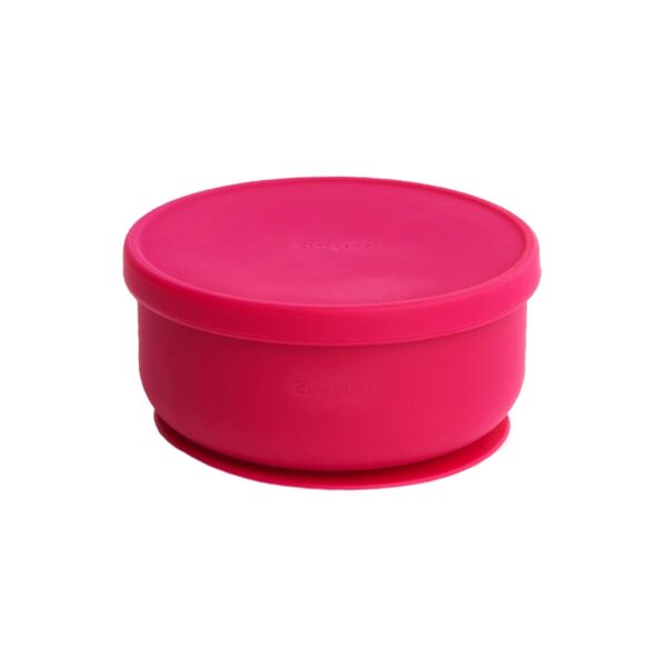 Zingies Orbi Silicone Suction Bowl with Lid 400 ml - Burgundy